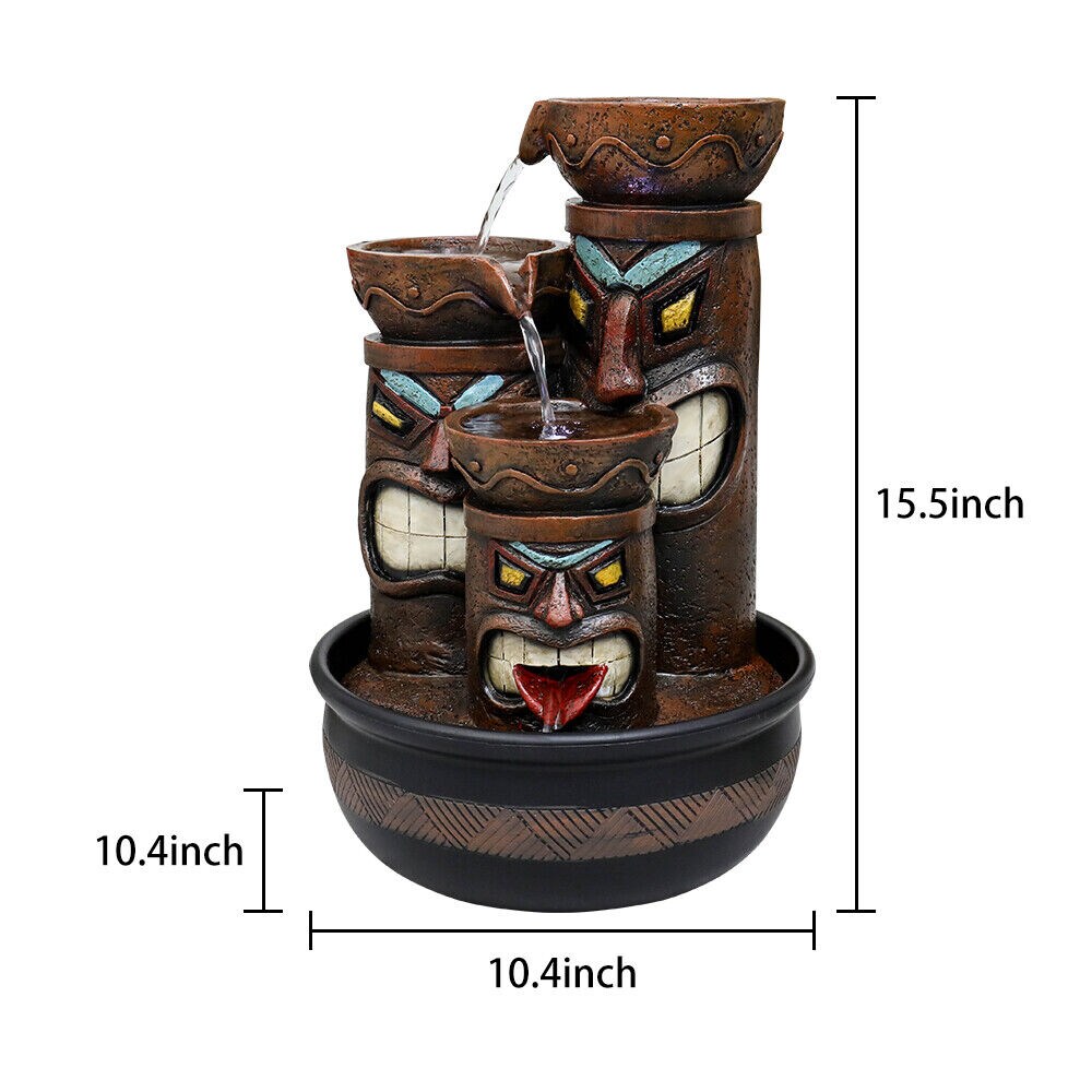 3 tier Tiki Statue Tabletop Water Fountains