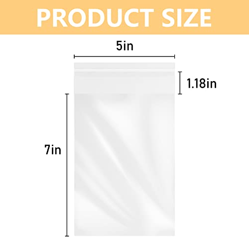 200 Pieces 5''x 7'' Clear Resealable Cello/Cellophane Good for Bakery,Adhesive Treat, Candle, Soap, Cookie Poly Bags