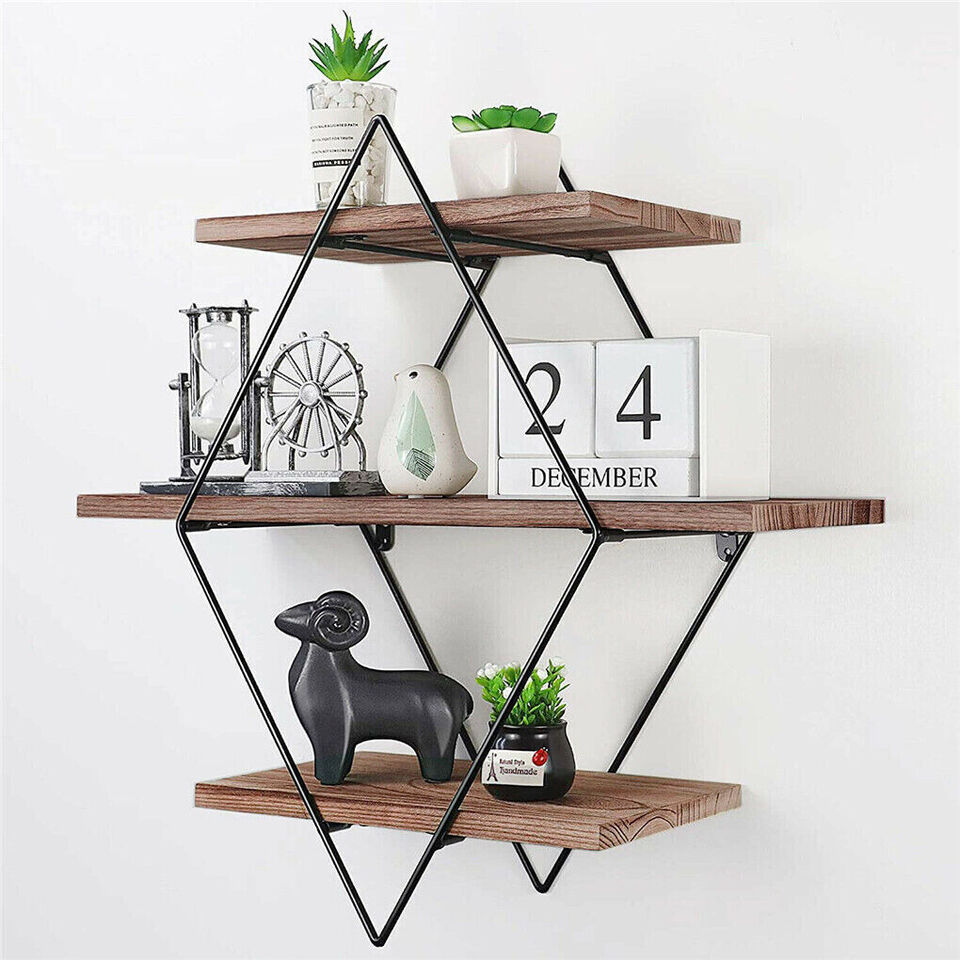 Vintage Floating Shelves Rustic Wooden Wall Shelf Display Storage.