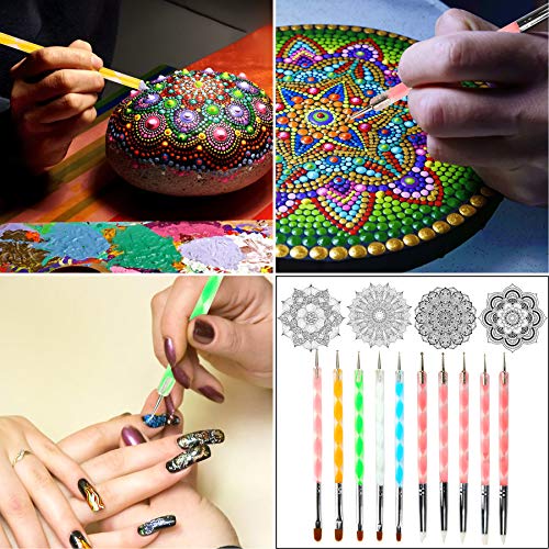 58 PCS  Mandala Dotting Tools, Augshy Dot Painting Tools Set Rock Painting Supplies with a Blue Zipper Waterproof Storage Bag for Painting Rocks
