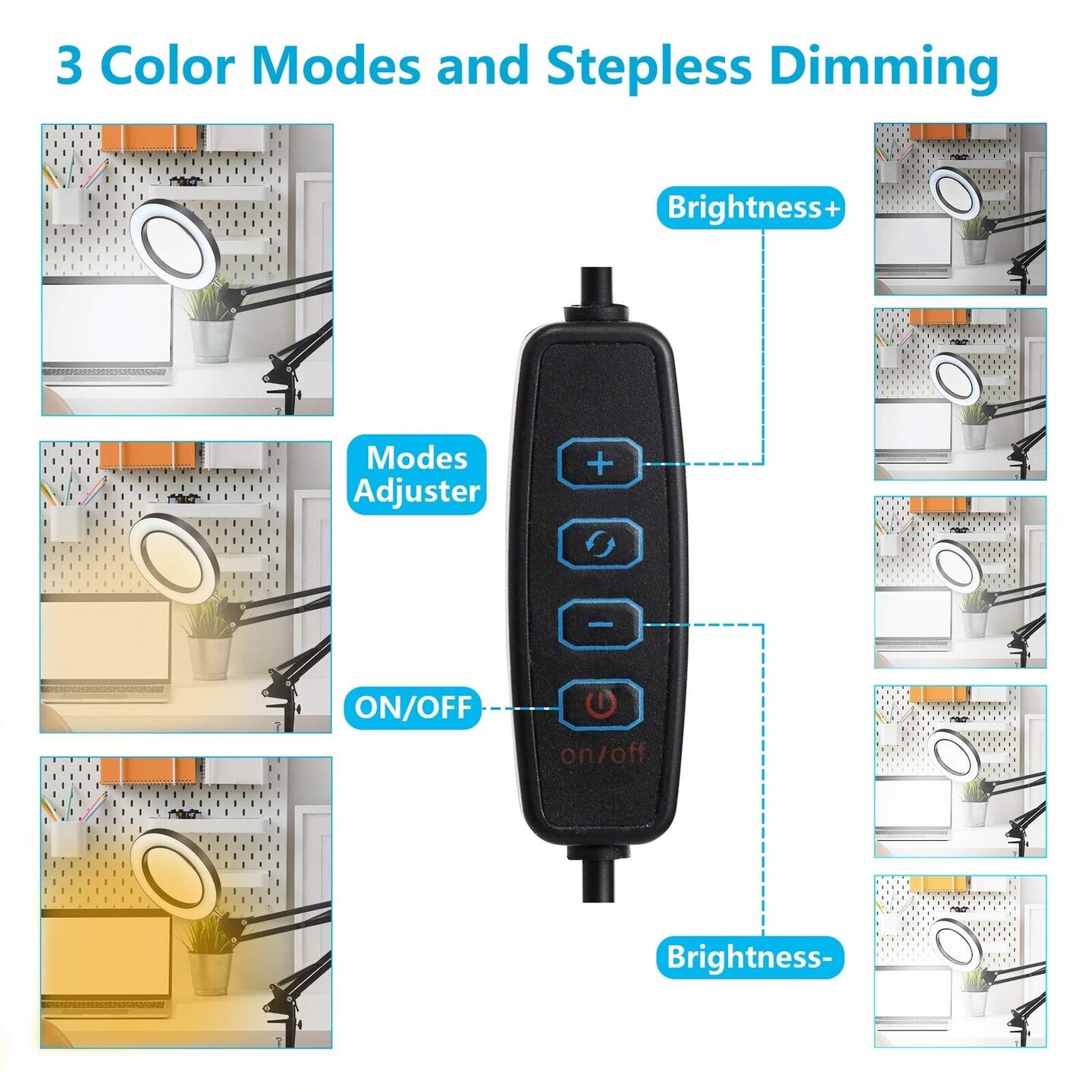 LED Magnifying Lamp with Clamp