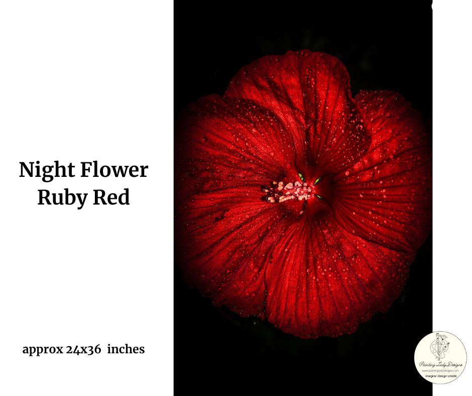 Night Flower Ruby Red - Art paper for Decoupage and Mixed Media by Painting Lady Designs