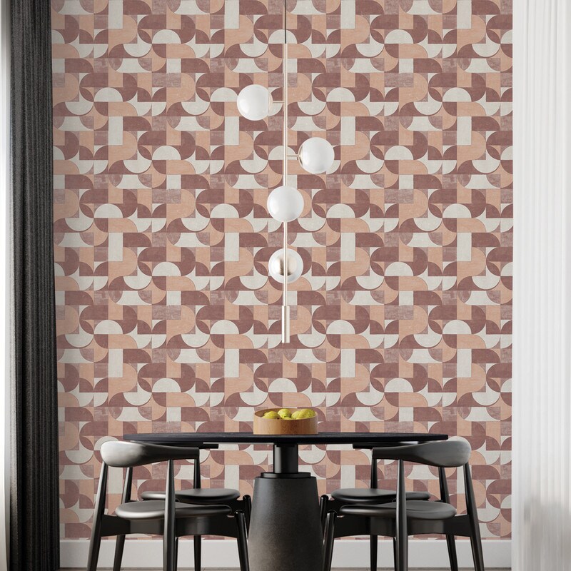 Tempaper Composed Shapes Peel and Stick Wallpaper Redwood