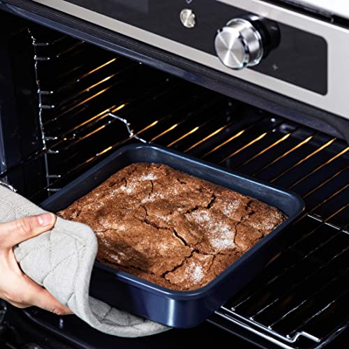 Bakeware Diamond Infused Ceramic Nonstick, 8&#x22; Square Cake Baking Pan, Dishwasher and Freezer Safe, PFAS-Free, Blue