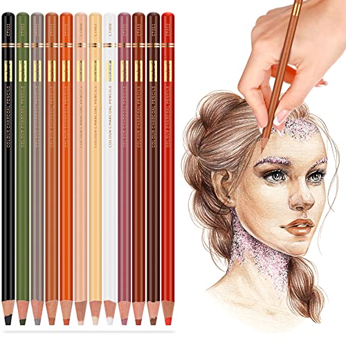 MISULOVE Professional Colour Charcoal Pencils Drawing Set, Skin