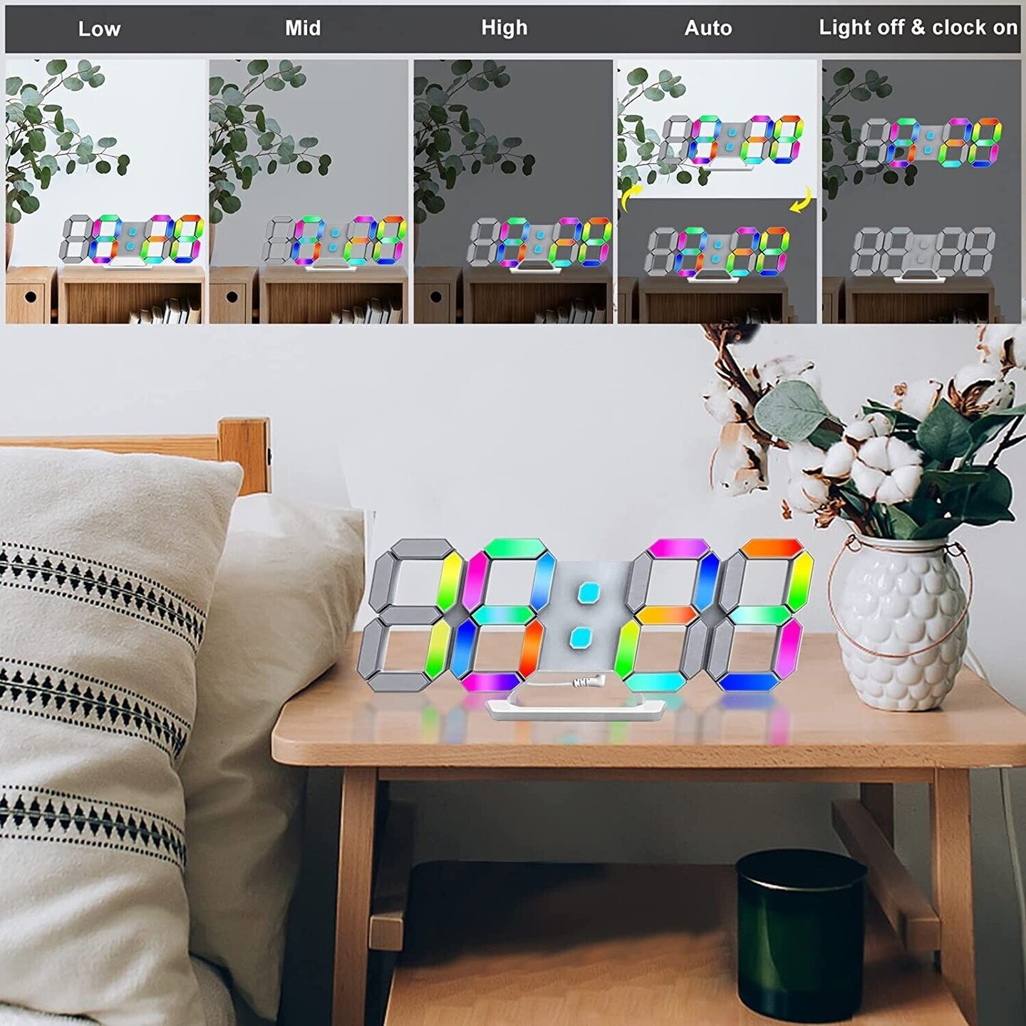 Multicolor Digital Alarm Clock with Remote