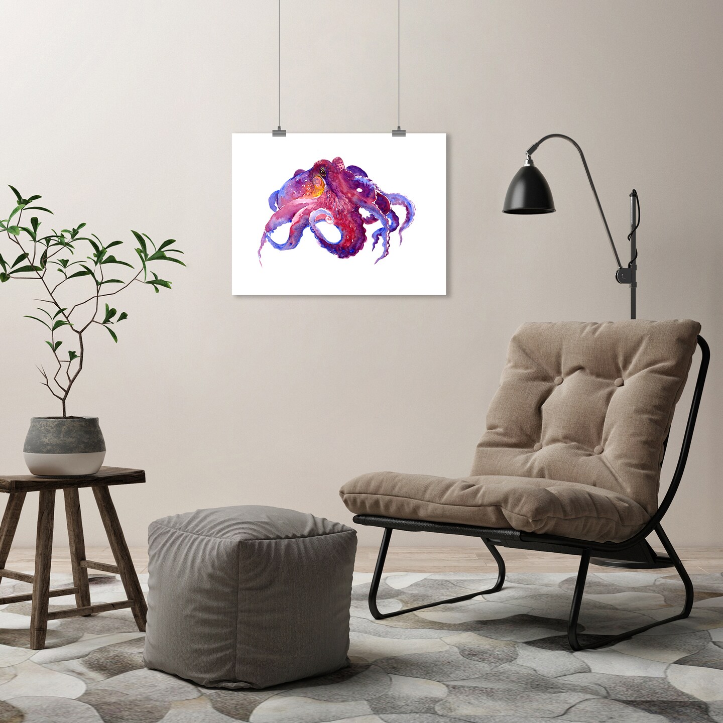 Octopus Purple Blue by Suren Nersisyan  Poster - Americanflat