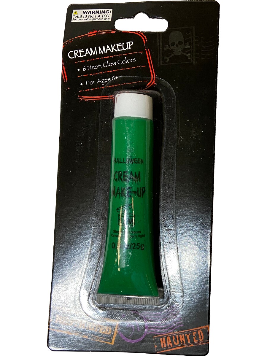 Green Color Neon Glow Cream Makeup .9oz Tube Costume Accessory