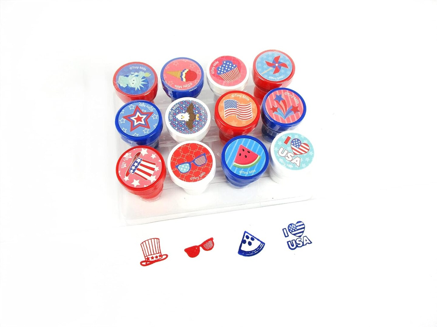 TINYMILLS 12 Pcs Patriotic I Love USA America 4th of July Stamp Kit