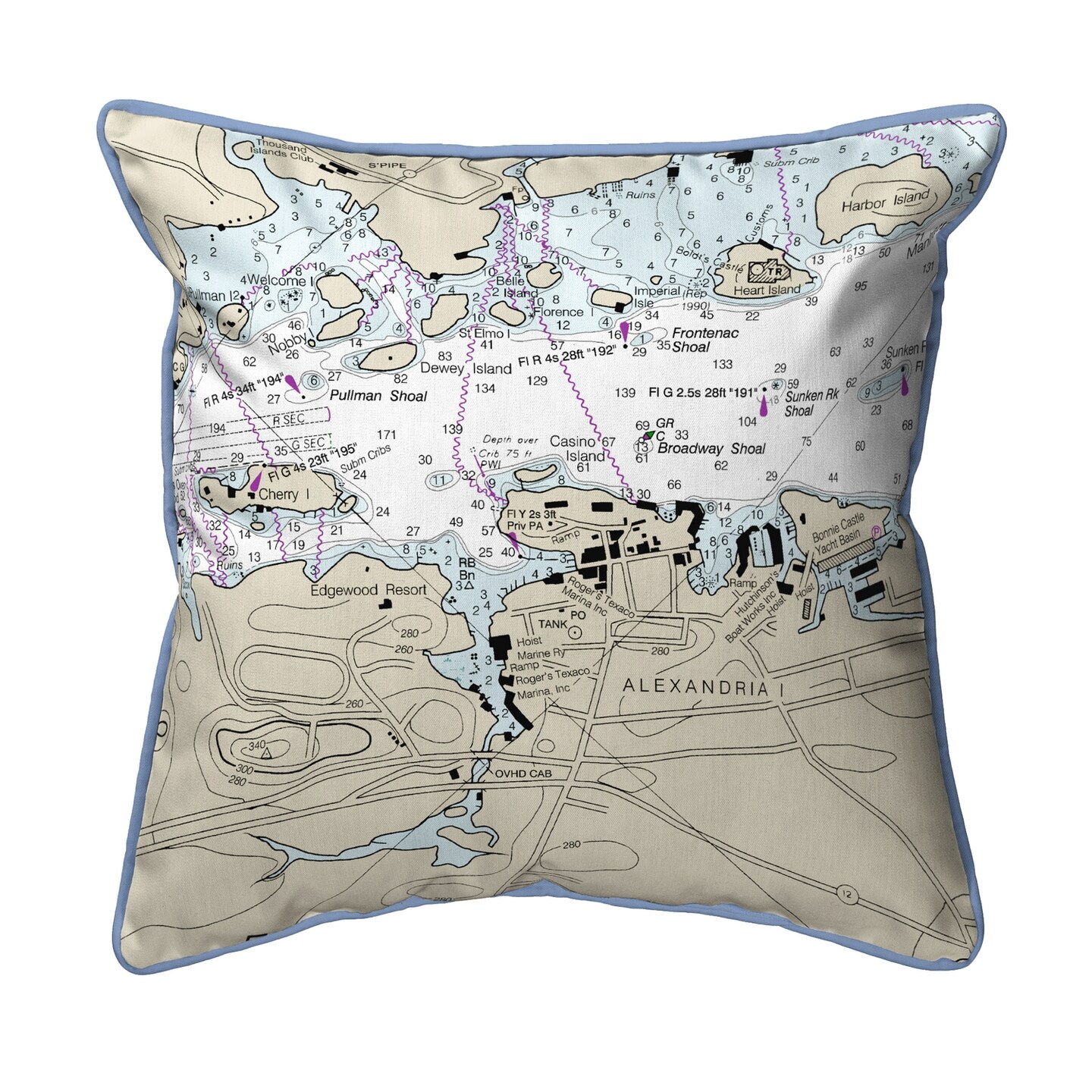 Betsy Drake Alexandria Bay, NY Nautical Map Small Corded Indoor/Outdoor ...