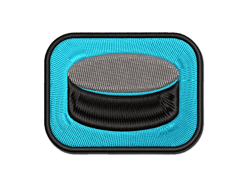 Ice Hockey Puck Sport Multi-Color Embroidered Iron-On or Hook &#x26; Loop Patch Applique