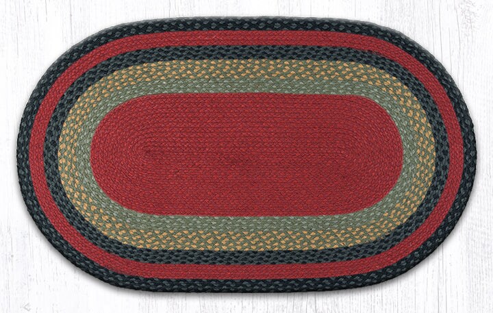 Earth Rugs C-238 Burgundy / Olive / Charcoal Oval Braided Rug 27&#x22; x 45&#x22;