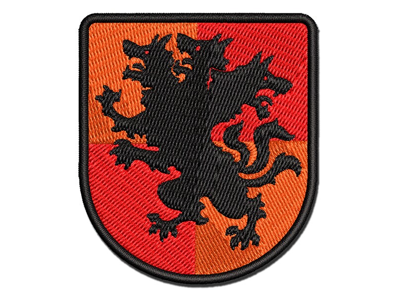 Heraldic Cerberus Three Headed Dog Multi-Color Embroidered Iron-On or Hook &#x26; Loop Patch Applique