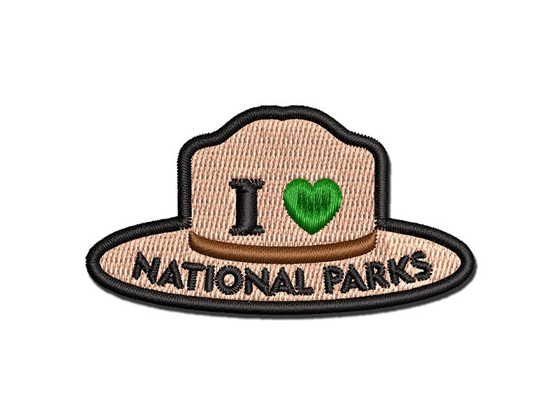 I Love National Parks Ranger Hat Multi Color Embroidered Iron On Or Hook And Loop Patch Applique 0196