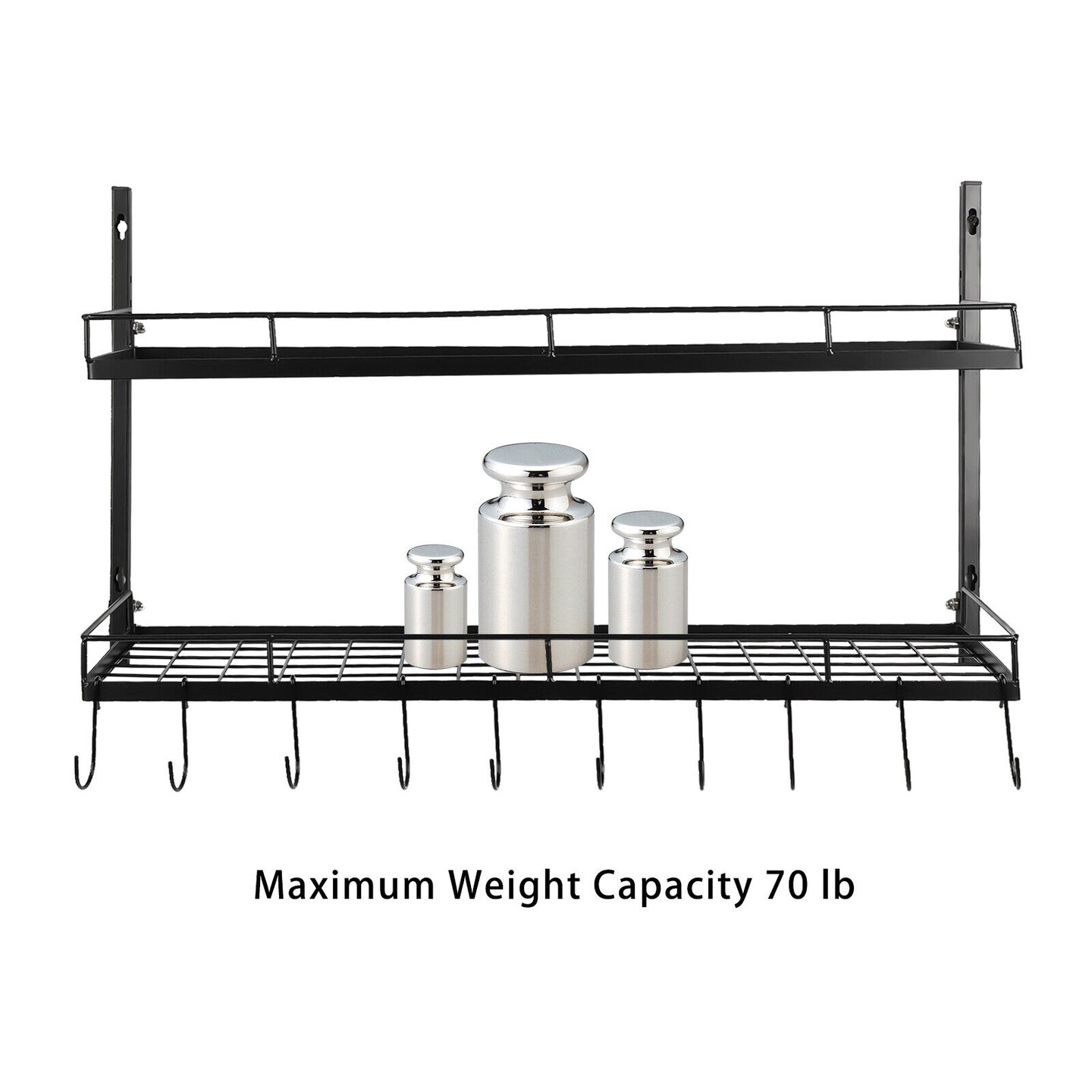 Kitcheniva Wall Mounted Kitchen Pot &#x26; Pan Holder Shelf