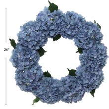 2-Pack: 24&#x22; Blue Hydrangea Wreath with Grapevine Ring by Floral Home&#xAE;