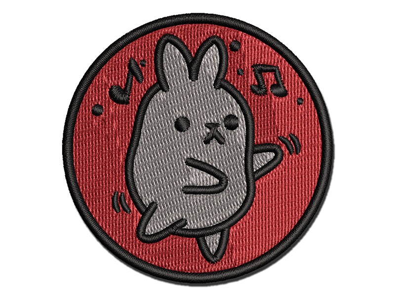 Cute Kawaii Bunny Rabbit Dancing to Music Multi-Color Embroidered Iron-On or Hook &#x26; Loop Patch Applique