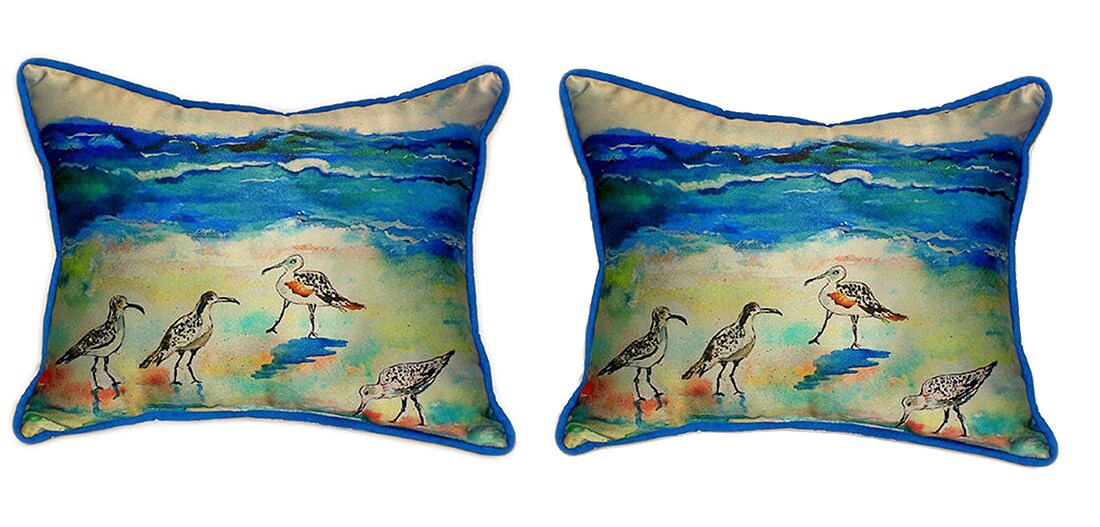 Pair of Betsy Drake Betsy&#x2019;s Sandpipers Large Pillows 16 Inch x 20 Inch