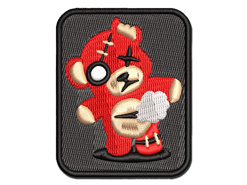 Creepy Spooky Stitched Teddy Bear Horror Multi-Color Embroidered Iron-On or Hook &#x26; Loop Patch Applique