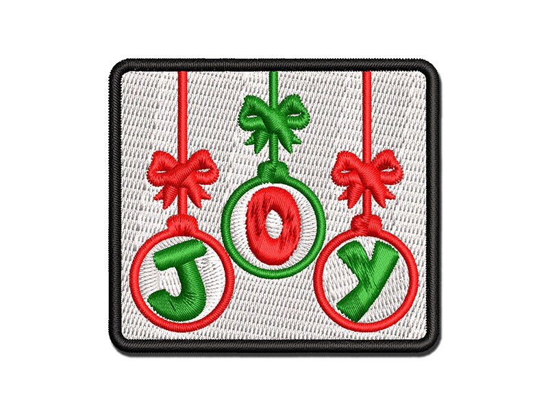 Joy Ornaments Christmas Multi-Color Embroidered Iron-On or Hook &#x26; Loop Patch Applique