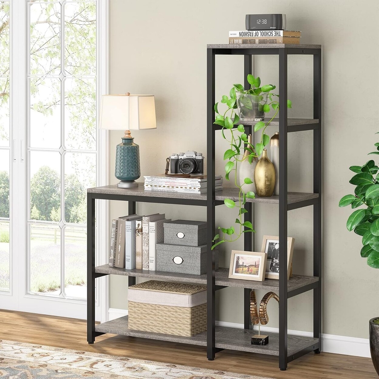 Tribesigns 5-Tier Bookshelf Ladder Corner Bookcase Storage Shelf 39.4 In Black