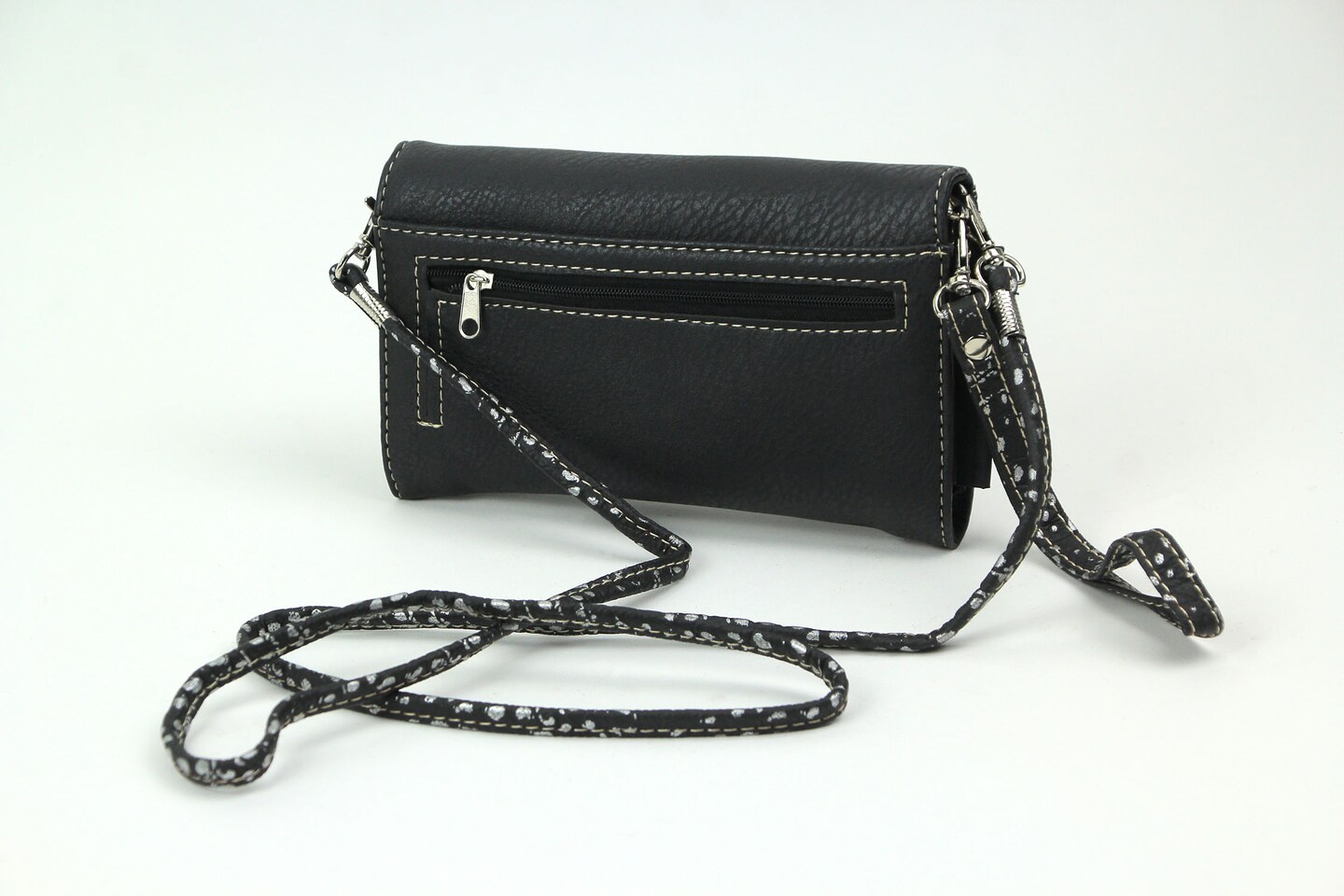 Rhinestone Skull Metallic Trim Wallet with Removable Wrist Strap