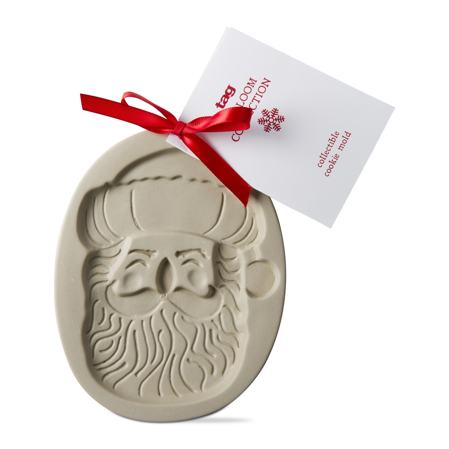 Santa Heirloom Cookie Mold - Ceramic Cookie Cutters for Christmas Baking, Dishwasher Safe, 6.5" H x 5.13" L x 0.62" W