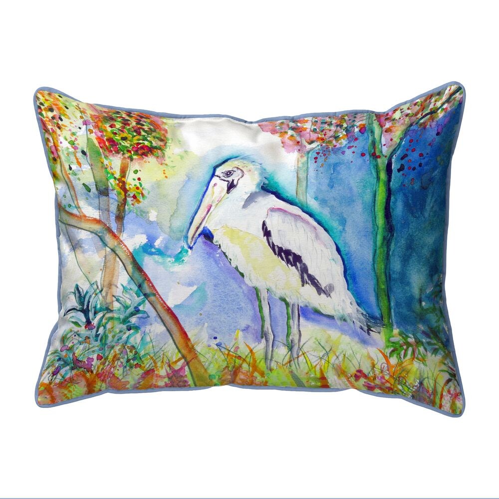 Betsy Drake Summer Wood Stork Large Indoor/Outdoor Pillow 16x20