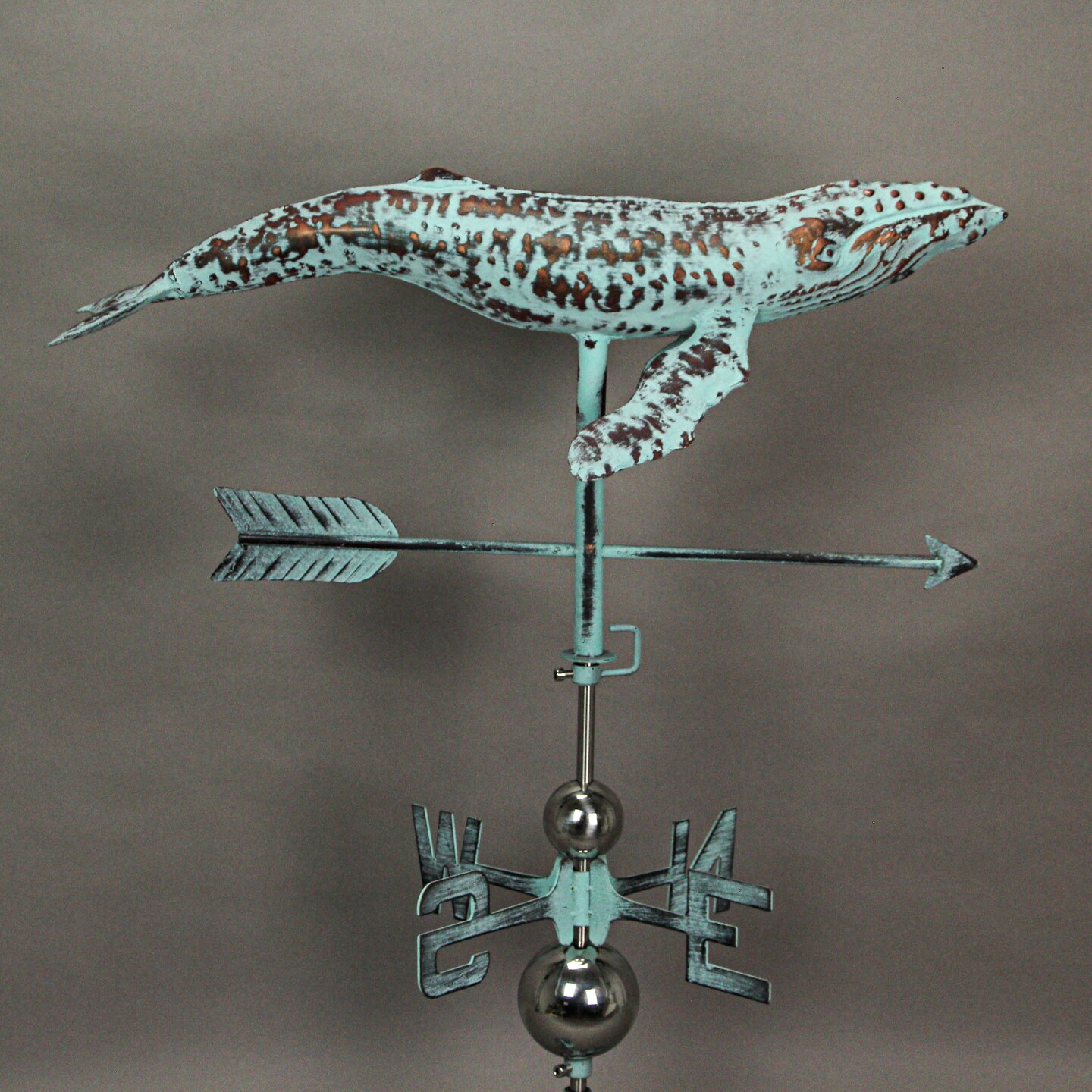 Verdigris Copper Humpback Whale Weathervane