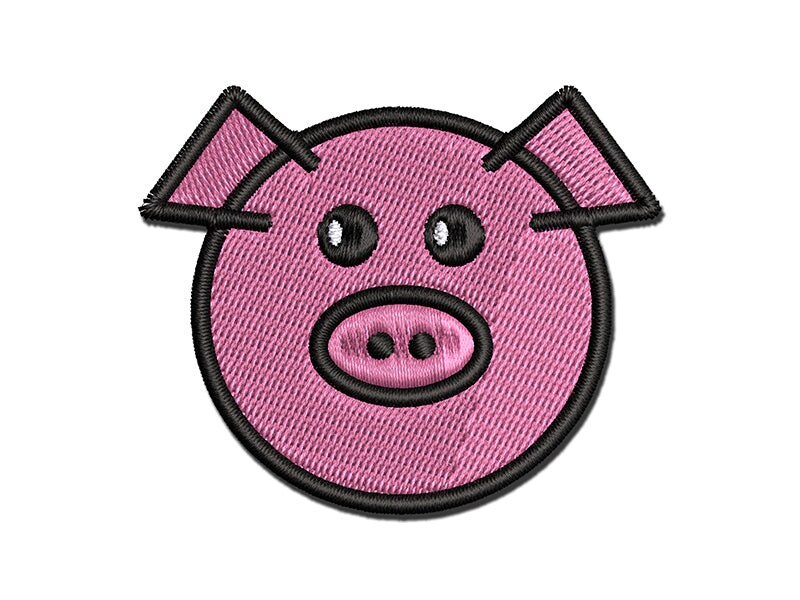 Cute Pig Face Multi-Color Embroidered Iron-On or Hook &#x26; Loop Patch Applique