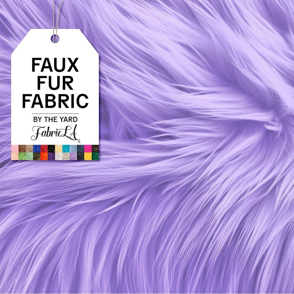 FabricLA | Shaggy Faux Fur | Fabric by The Yard | 18&#x22; X 60&#x22; Inch Wide | Craft Furry Fabric | Sewing, Apparel, Rugs, Pillows &#x26; More | Faux Fluffy Fabric | Lavender, Half Yard