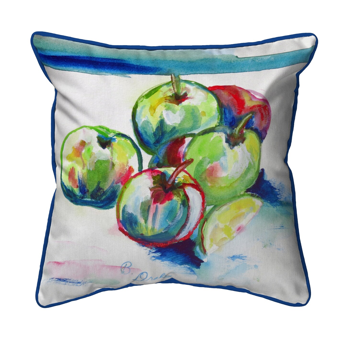 Betsy Drake Green Apples Small Pillow 12x12