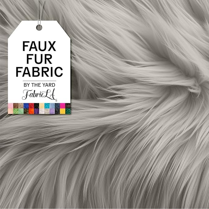 FabricLA | Shaggy Faux Fur | Fabric by The Yard | 36” x 60" Inch Wide | Craft Furry Fabric | Sewing, Apparel, Rugs, Pillows & More | Faux Fluffy Fabric | Platinum Gray 1 Yard