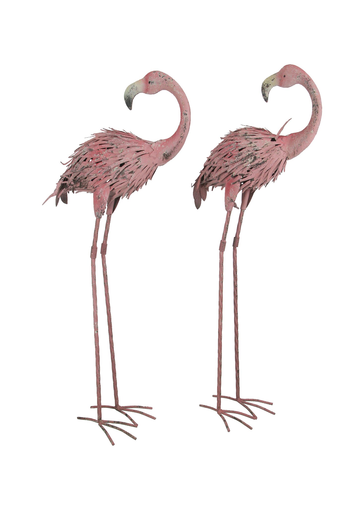 Pair of 34 Inch Tall Decorative Metal Pink Flamingo Yard Statues | Michaels