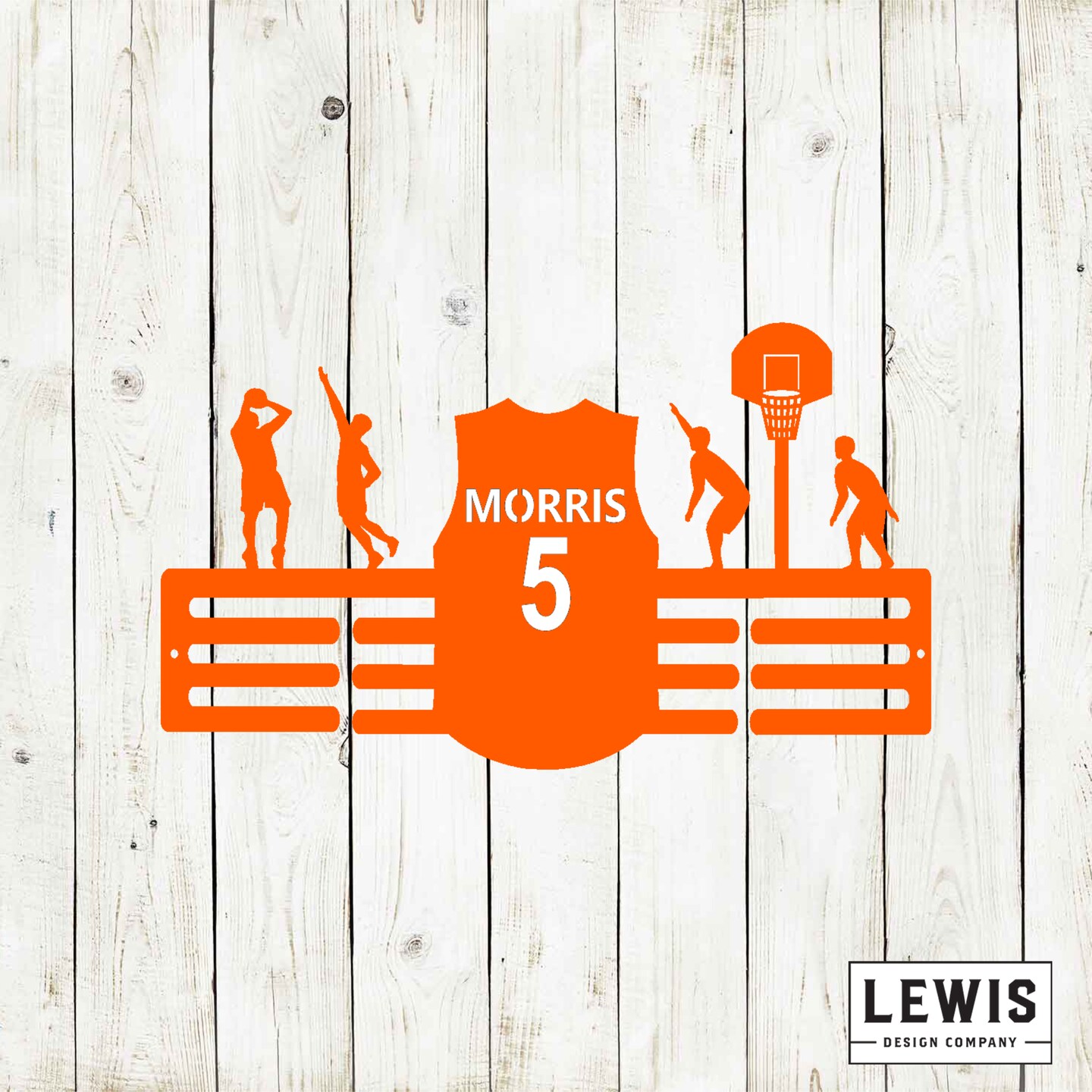 Basketball Jersey Custom Name Medal Hanger - Medal Display, Sports Medals, Kids Room Sports Décor, Basketball, Athletic Awards, Kids Gifts product 3