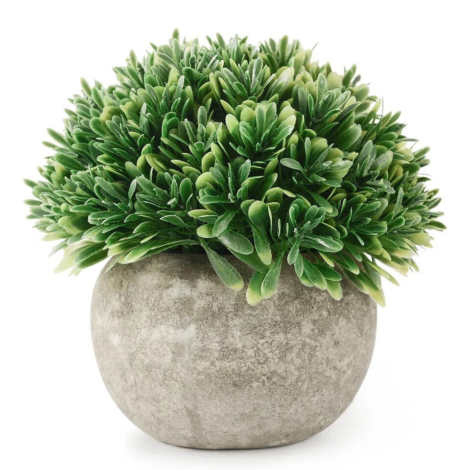 Artificial Plastic Potted Plant Mini Topiary Plants Desk Office Home ...