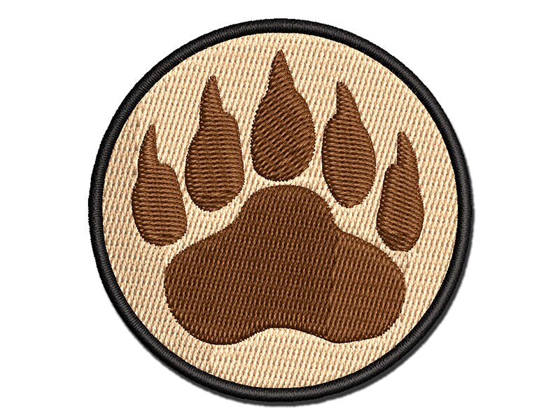 Grizzly Bear Claw Paw Multi-Color Embroidered Iron-On or Hook &#x26; Loop Patch Applique