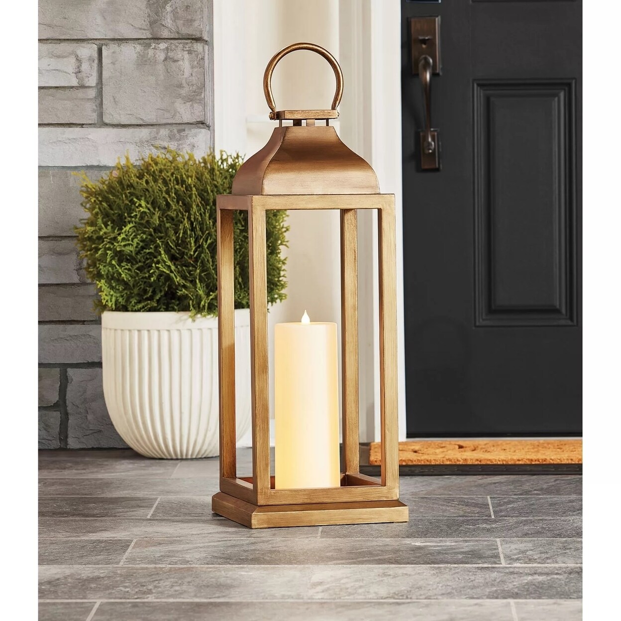 Member&#x27;s Mark Members Mark 28&#x22; Bronze Lantern with Flameless Pillar Candle