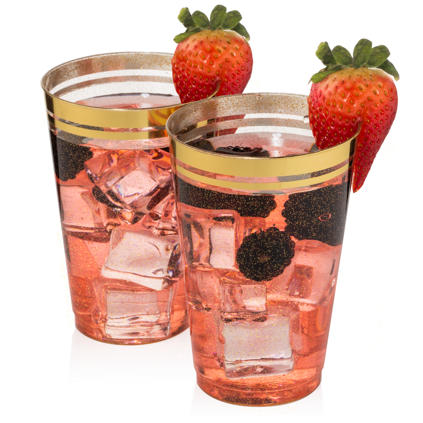 100ct. Cups Glitter-Gold Rim Plastic Disposable Glasses, Elegant Parties, Special Events, Weddings 12, 14, or 16 oz.