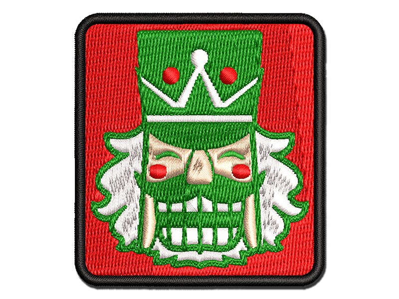 Happy Smiling Christmas Nutcracker Face Multi-Color Embroidered Iron-On or Hook &#x26; Loop Patch Applique