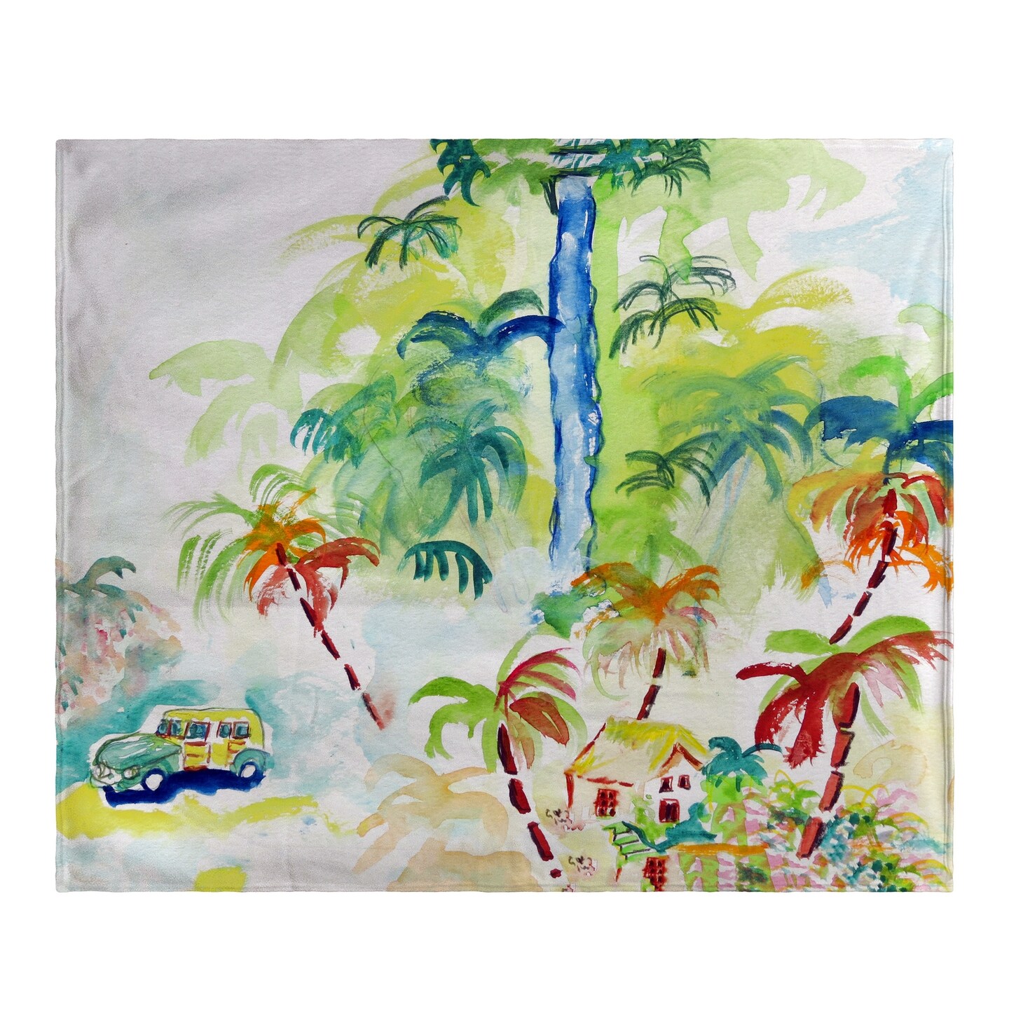 Betsy Drake Colorful Palms Fleece Throw