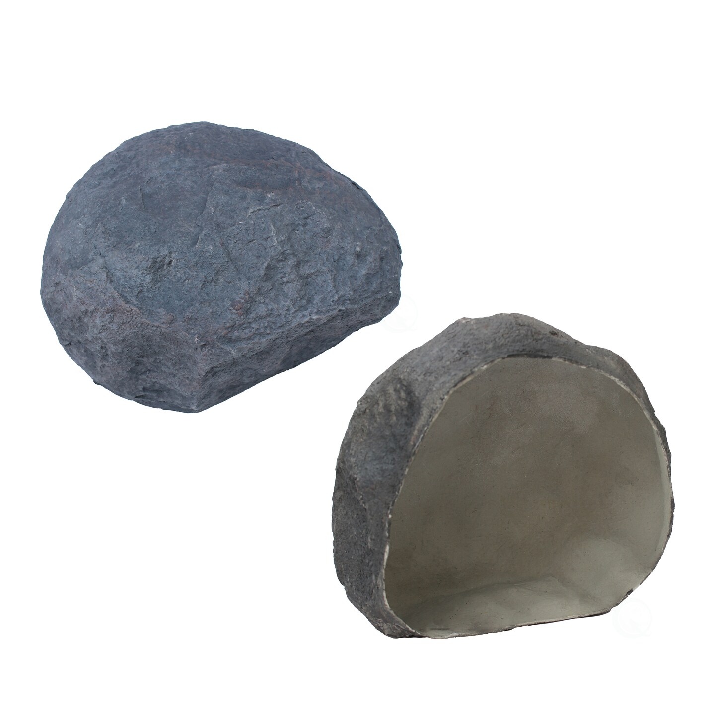 Decorative Outdoor Weather-Resistant Artistic Artificial Faux Stone Rock, Garden Patio Granite Grey Fiberglass Stone