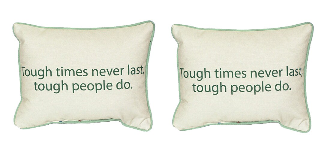 Pair of Betsy Drake Tough times Small Pillows 11 Inch X 14 Inch