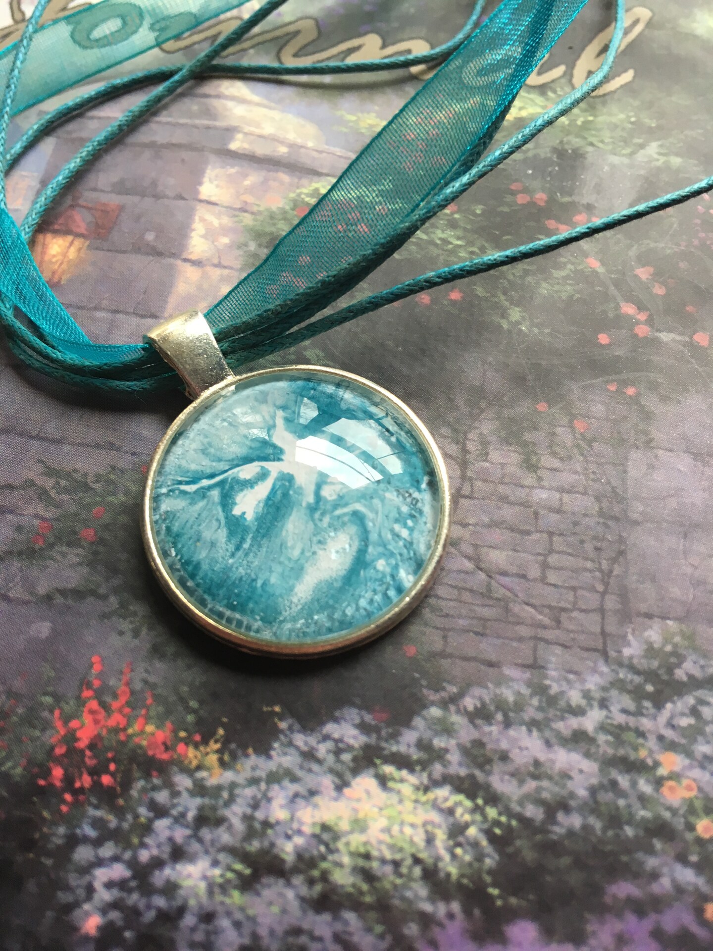 Fluid Art Abstract Acrylic Pendant Wearable Necklace Mini Art Ocean  Tides MakerPlace by Michaels
