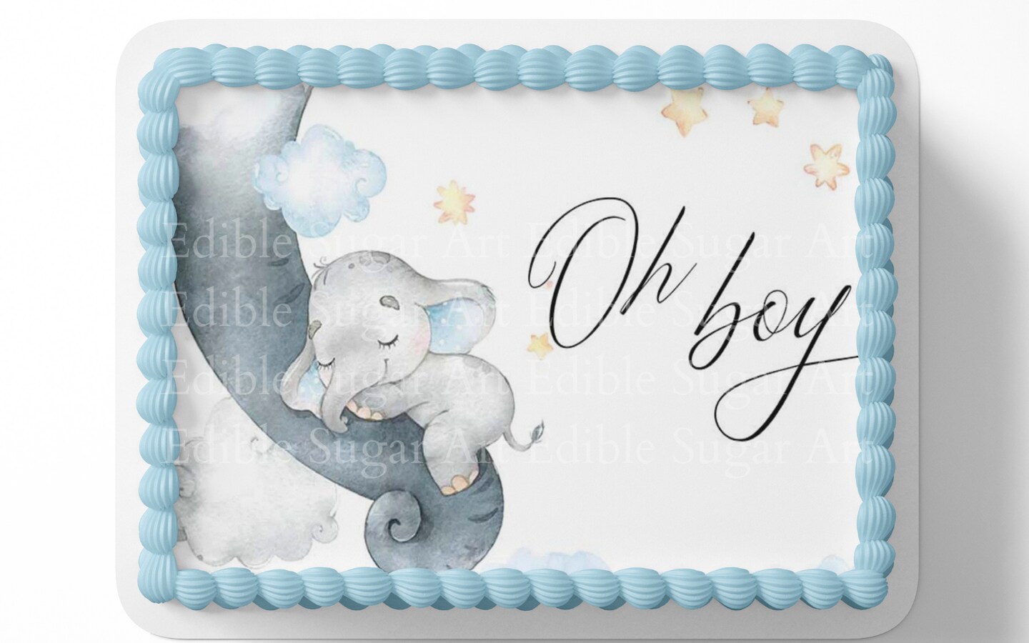 Elephant Baby Shower Cake Topper Safari Baby Shower Sheet Cake Topper ...