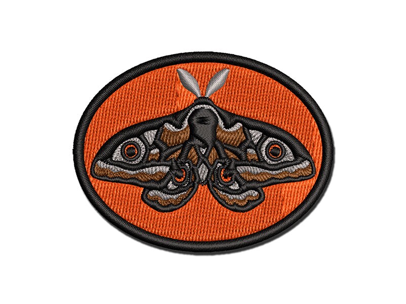 Emperor Moth Multi-Color Embroidered Iron-On or Hook &#x26; Loop Patch Applique