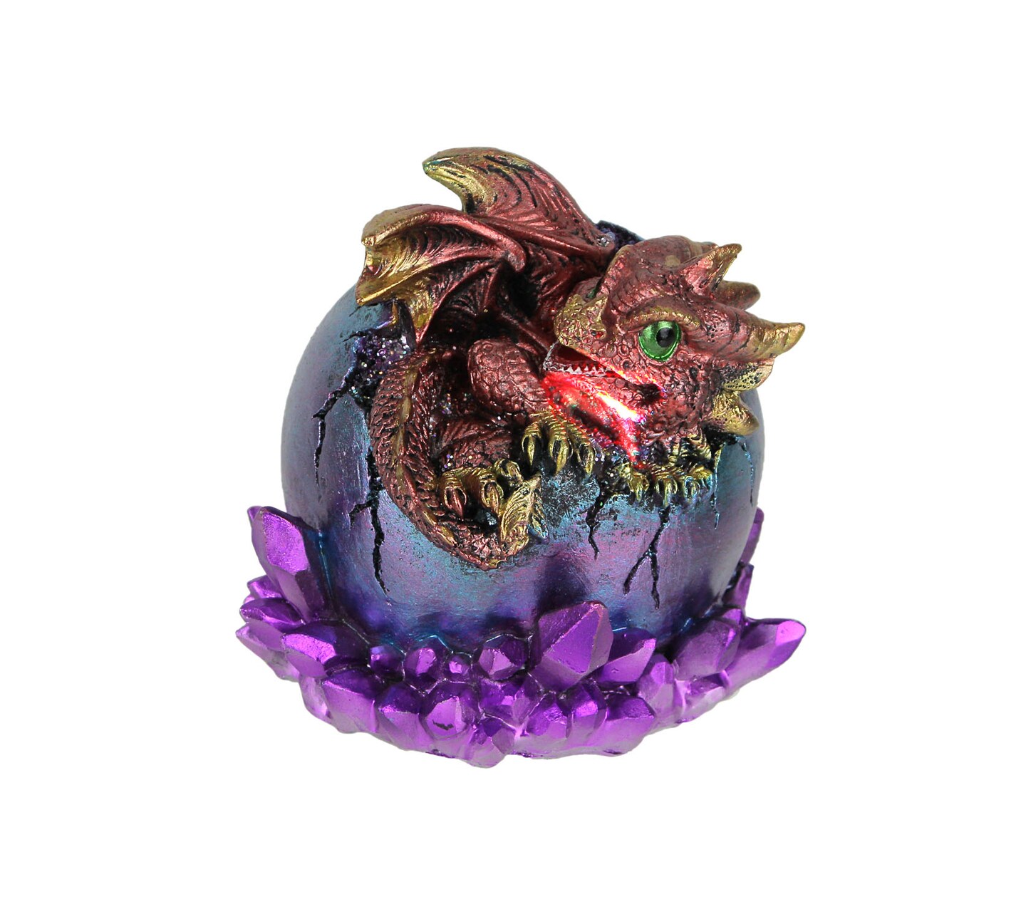 Red &#x26; Purple Baby Dragon Egg LED Figurine Accent Lamp Statue Home Decorations