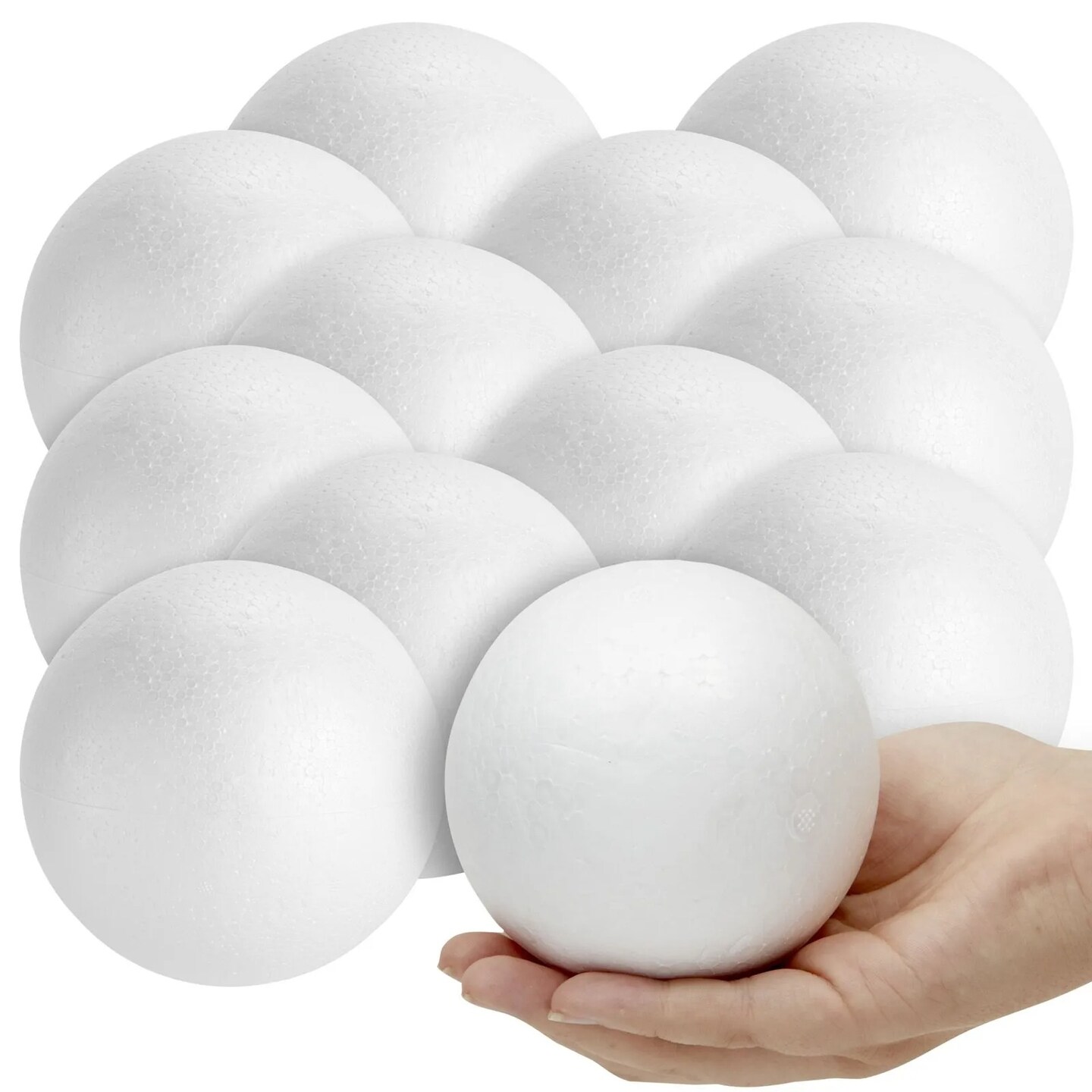 12-Pack Foam Balls Round Polystyrene Balls for Art Craft DIY, White, 4&#x22; Diameter