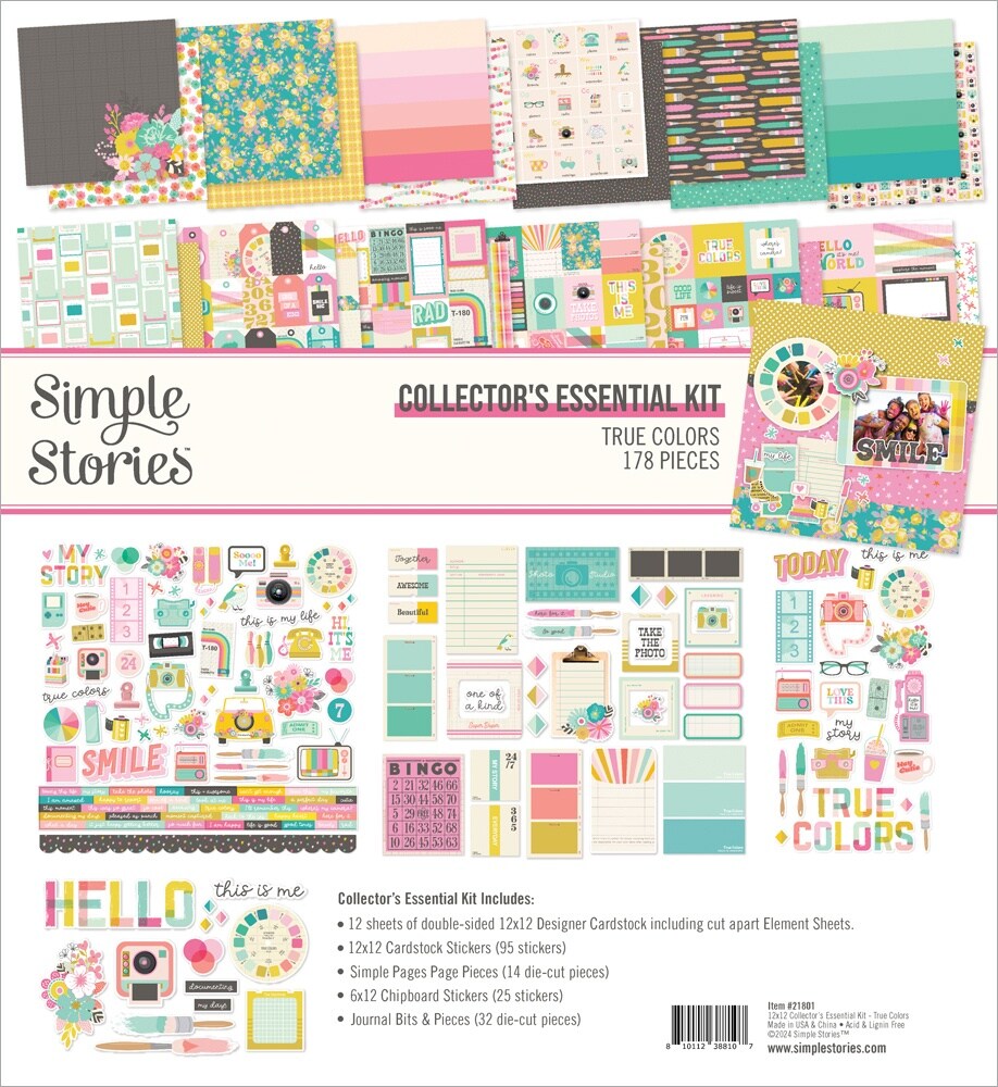 Simple Stories Collector&#x27;s Essential Kit 12&#x22;X12&#x22;-True Colors