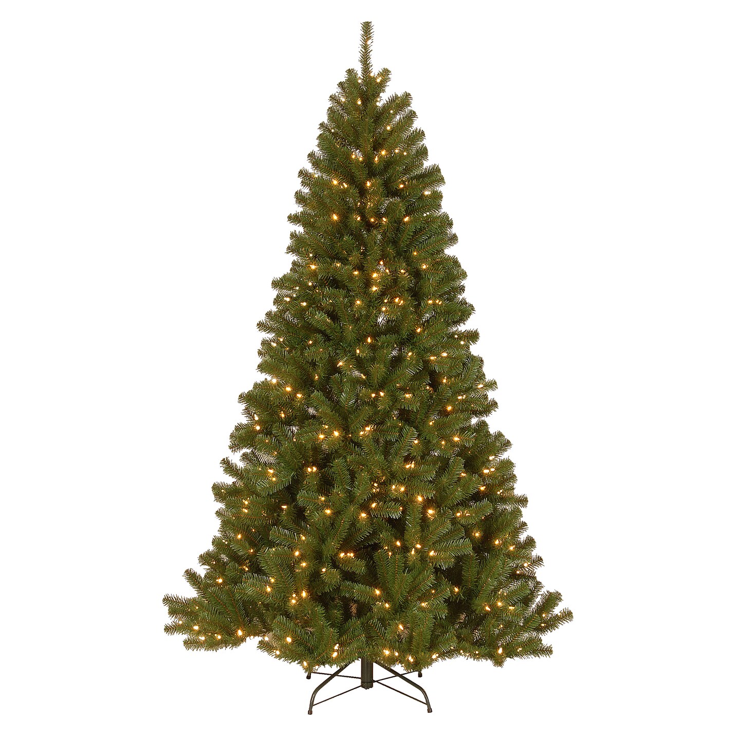 National Tree Company Pre-Lit Artificial Full Christmas Tree, Green, North Valley Spruce, White Lights, Includes Stand, 7.5 Feet